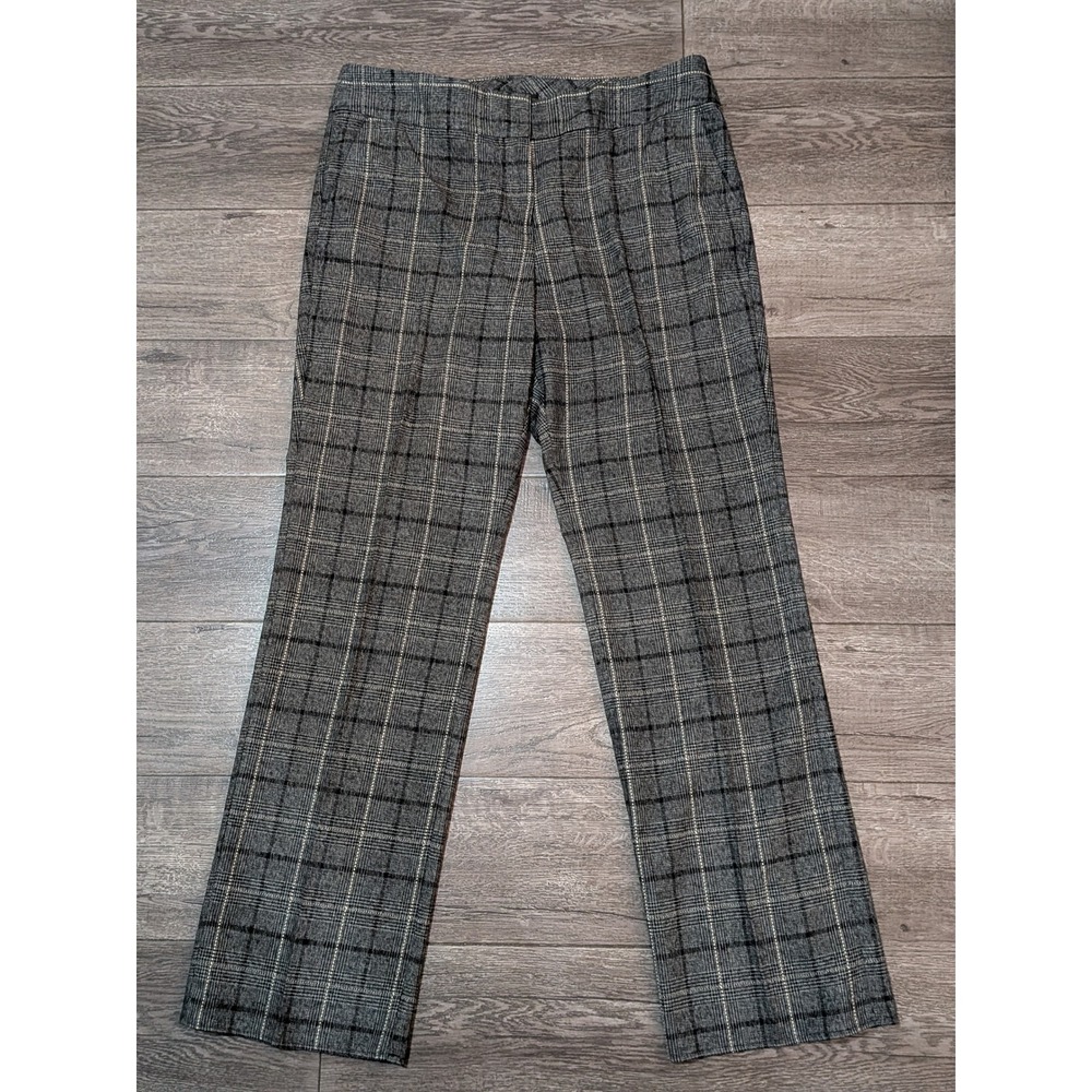 Ann Taylor Factory Gray Plaid Straight Leg Dress Pants Womens Size 14 Workwear